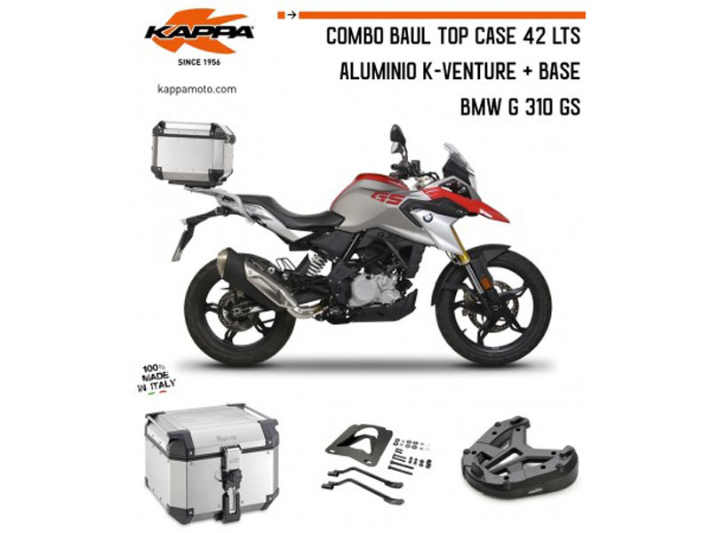Baul TOP CASE 42lts Aluminio K-Venture + Base BMW G 310 GS