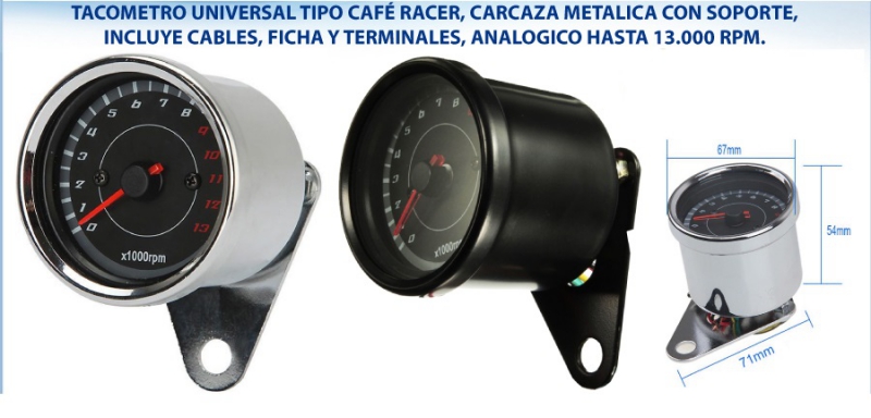 TACOMETRO UNIVERSAL CAFE RACER