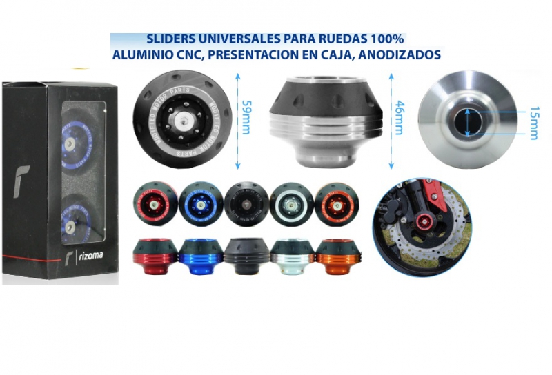 SLIDERS UNIVERSALES PARA RUEDAS 100% ALUMINIO CNC
