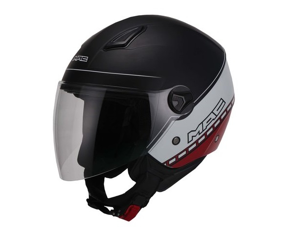 Casco MAC BEAT Negro Blanco y Rojo