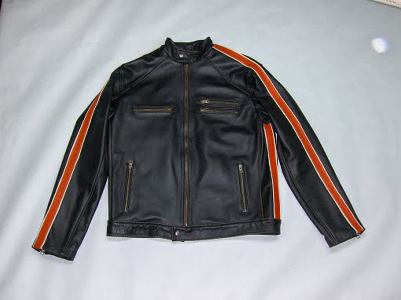 Campera Cuero 325(crema-naranja)